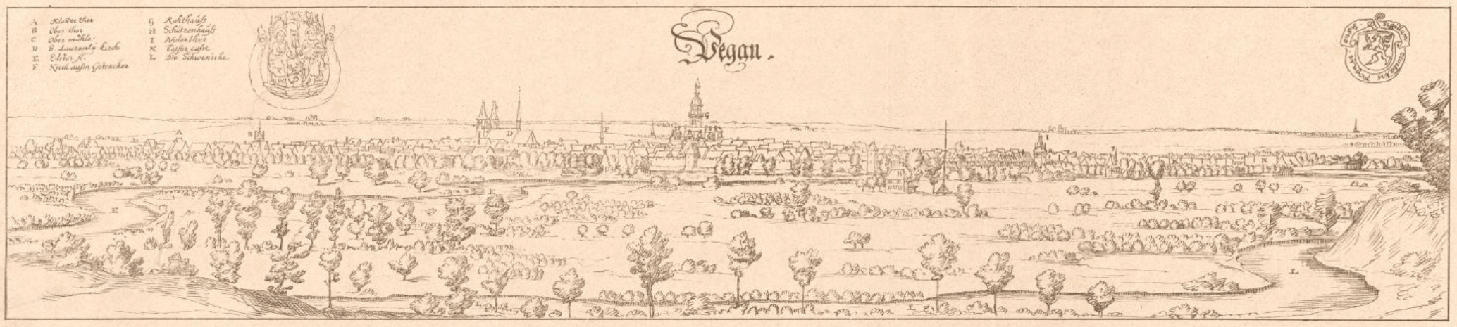 Ansicht von Pegau nach Dillich 1628